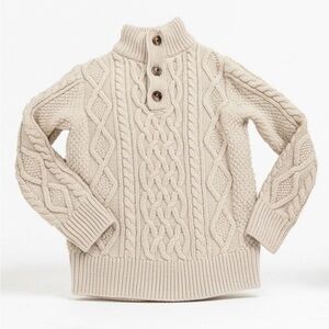GAP Cream Cable Knit Sweater with Button Neck